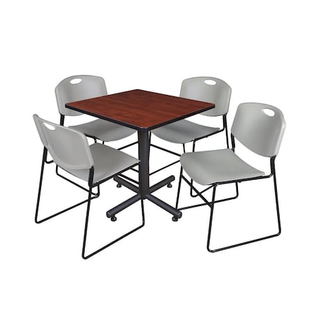 Kobe Kobe Square Table & Chair Set, Wood, Metal, Polypropylene Top TKB3030CH44GY
